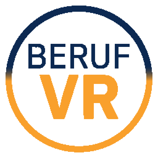 Logo mit der Aufschrift „Beruf VR“, symbolisiert virtuelle Berufsausbildung und zukunftsorientierte Lernmethoden.